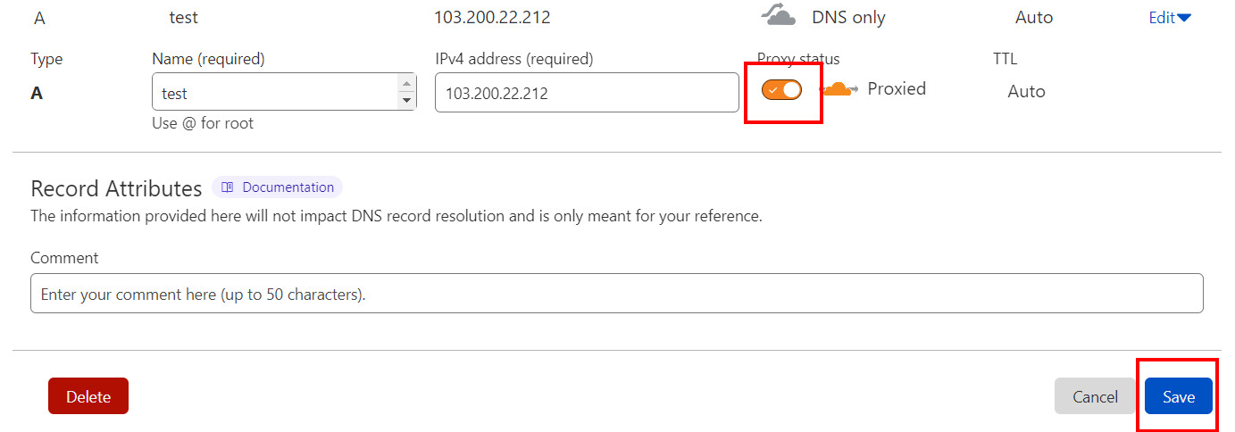 Bật Proxy cho Cloudflare